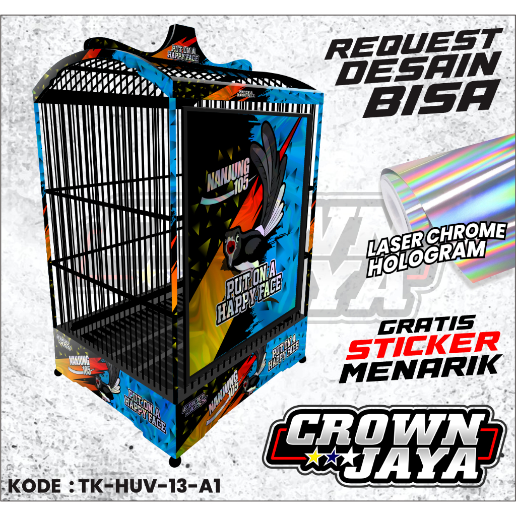 Stiker Sangkar Kandang Kenari Decal Stiker Tebok Kotak BNR Replika Sangkar Burung Motif Nanjung 105 