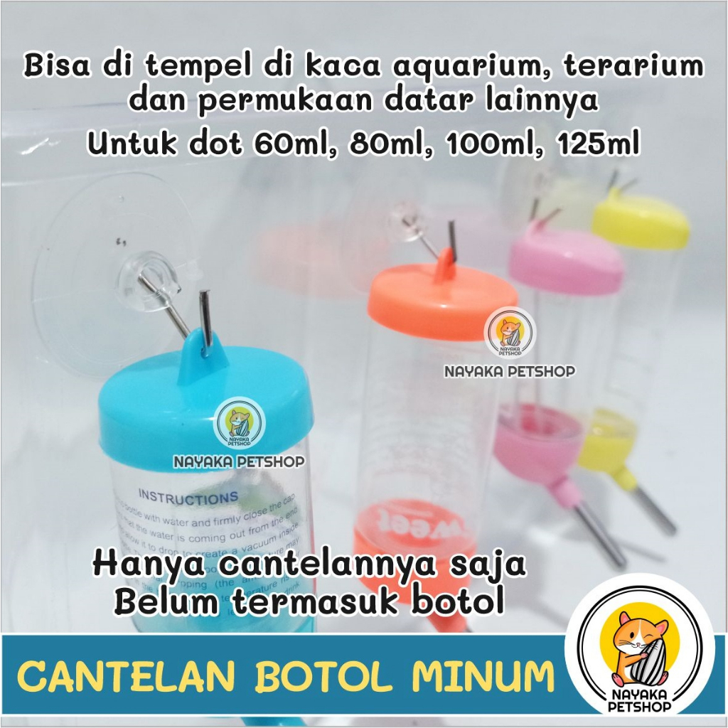 Kop Cantelan Botol Hamster Cantolan Dot Air Minum Hook Gantungan Wadah Aquarium Terarium Akuarium Hewan