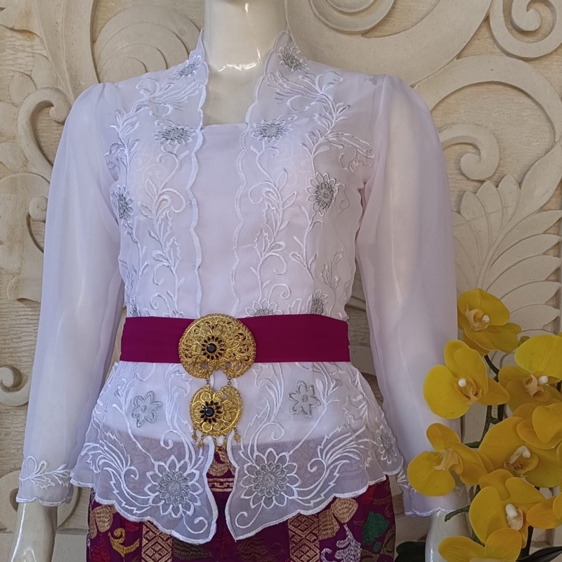 Kebaya jadi bordir motif bunga matahari kombinasi benang metalik terbaru super cantik dan mewah / ta