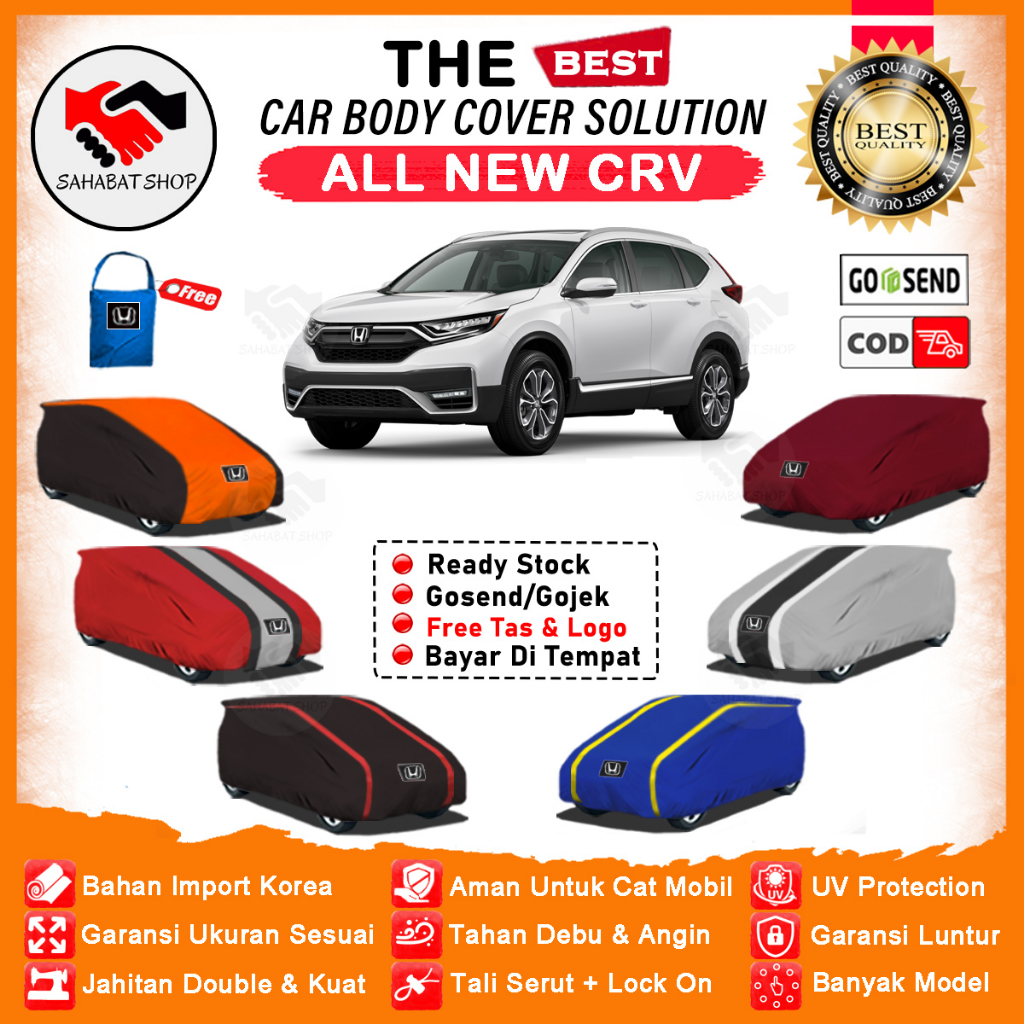 Sahabat Body Cover Mobil CR-V / Sarung Penutup Honda New CRV Turbo Prestige Outdoor 2022 / Selimut Tutup Mantel Kerudung Jas Kelambu Terpal Mantol Pelindung Pembungkus Kerodong Tutupan Bungkus Mobil CRV Anti Air Waterproof Model Orange