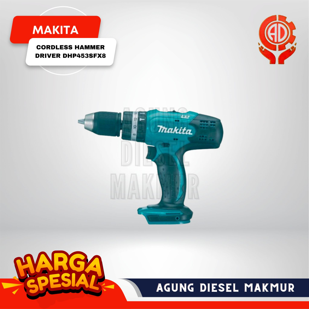 Makita Cordless Hammer Driver Drill Mesin Bor Baterai 18V DHP 453 SFX8