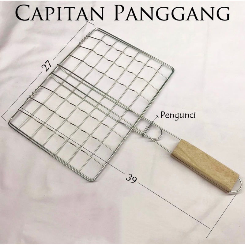 Panggangan Ikan Capit Panggang Pemanggang BBQ Gagang Kayu
