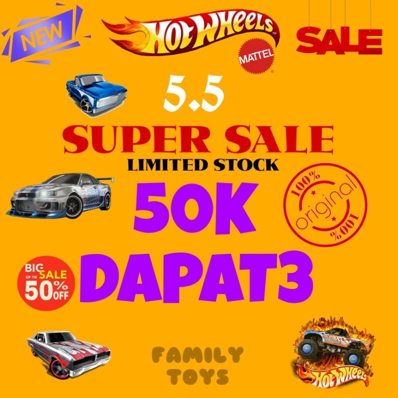 Hot Wheels Promo 50.000 Dapat 3 - Hot Wheels Original 100%