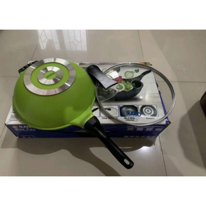 Penggorengan Wok Pan Suggo Tutup Kaca Anti Lengket 28cm - 30cm - 32cm