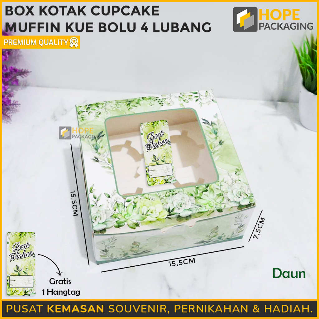 Box Kotak Cup cake / Muffin / kue bolu 4 lubang / kotak kue / box kue hampers hadiah souvenir ulang tahun wedding