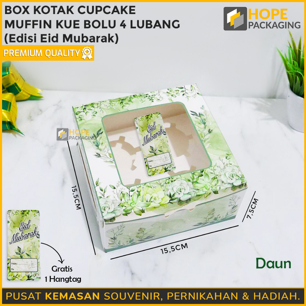 Box Kotak Cup cake / Muffin / kue bolu 4 lubang / kotak kue / box kue hampers hadiah souvenir ulang tahun wedding
