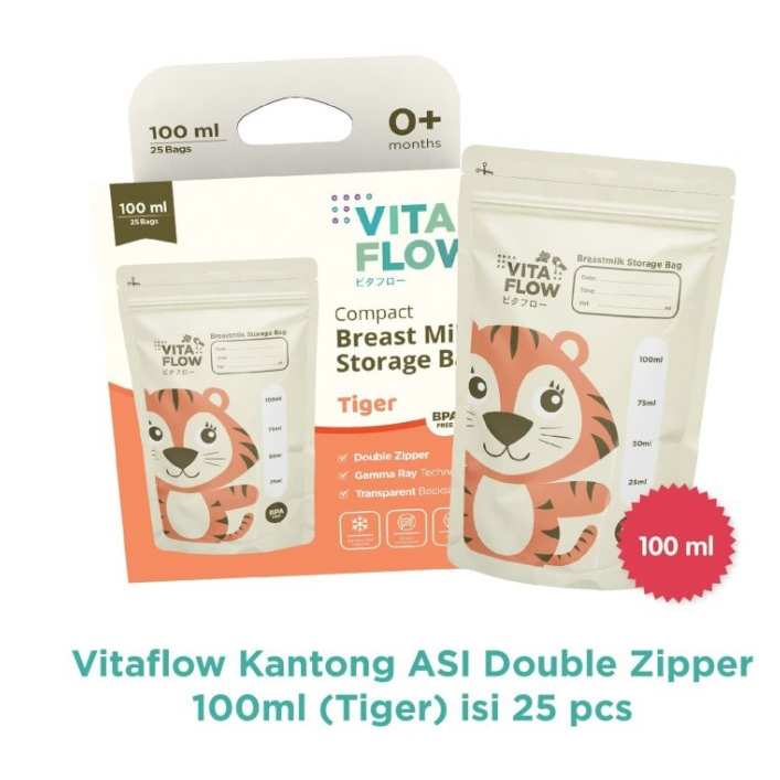 VITAFLOW Kantong Asi 100 dan 120 ml Double Zipper Anti Bocor