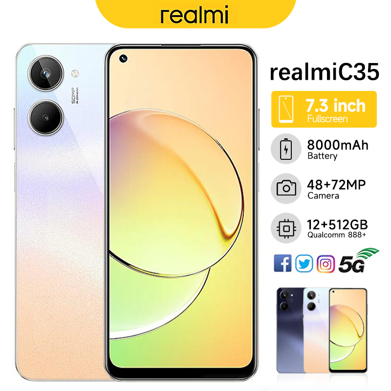 【 Bisa COD】HP murah Realmi c35 Handphone android 4G/5G 12GB+512GB 7.5inci HD Layar Penuh Smartphone 