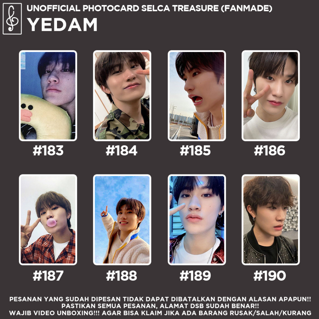 [SELCA TREASURE] YEDAM BOYFRIEND MATERIAL PHOTOCARD  UNOFFICIAL