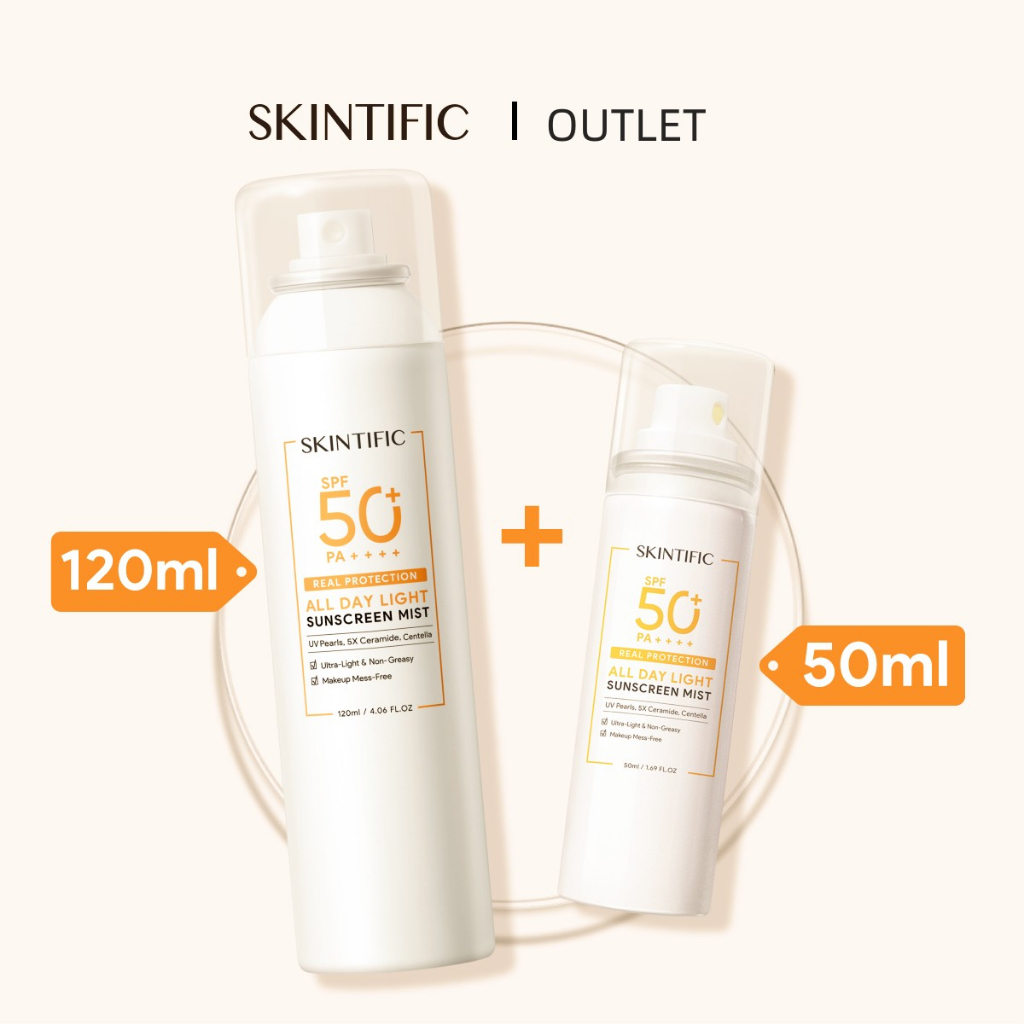 120mL SKINTIFIC Sunscreen Spray Set SPF 50+ PA++++ 2pcs 120ml UV Defender UV Shield Sunscreen Mist Anti UV UVA UVB Skincare Sunblock