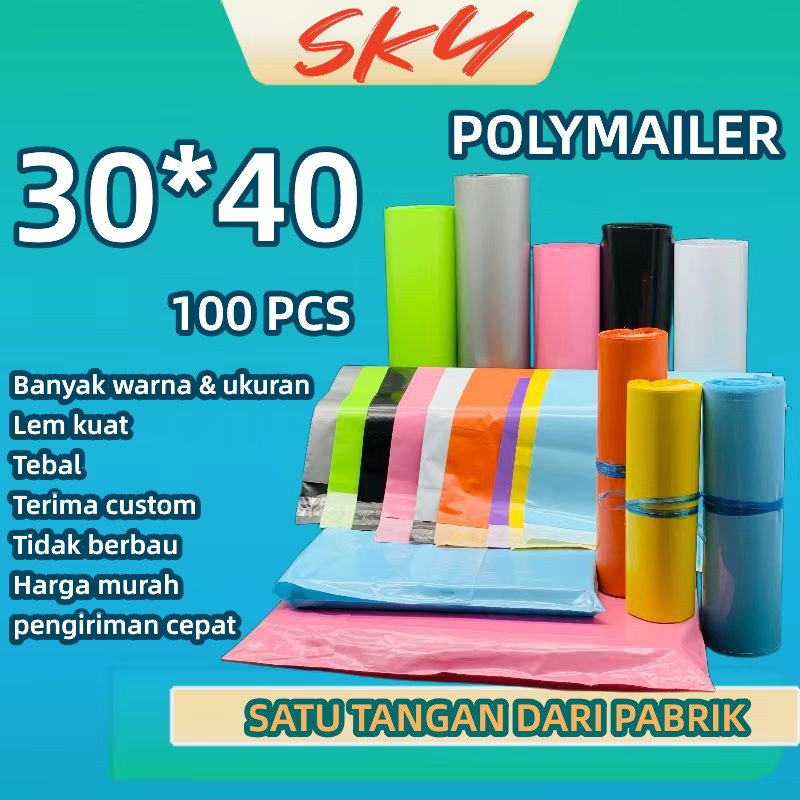 Plastik packing baju/ Polymailer Olshop LDPE lem kuat 30×40cm ISI 100 PCS Grosir custom packing teba