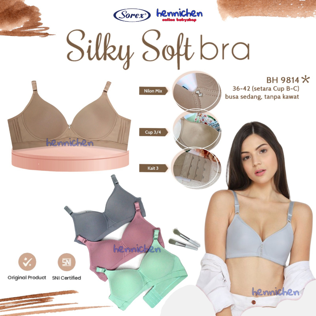 [ PILIH WARNA ] Sorex Bra Cup Besar Tanpa Kawat Busa Kait 3 Setara Cup B-C Silky Soft Bra Harian BH 9814 / Sorex Bra Cup Besar Tanpa Kawat Busa Kait 3 Setara Cup B-C Silky Soft Bra Harian BH 9815