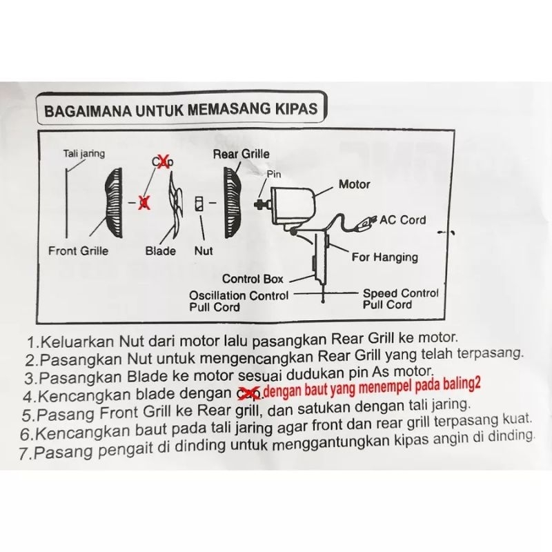 Kipas Angin BESI GMC-519 Wall Fan 18'inc Baling-Baling Besi Original Best Seler