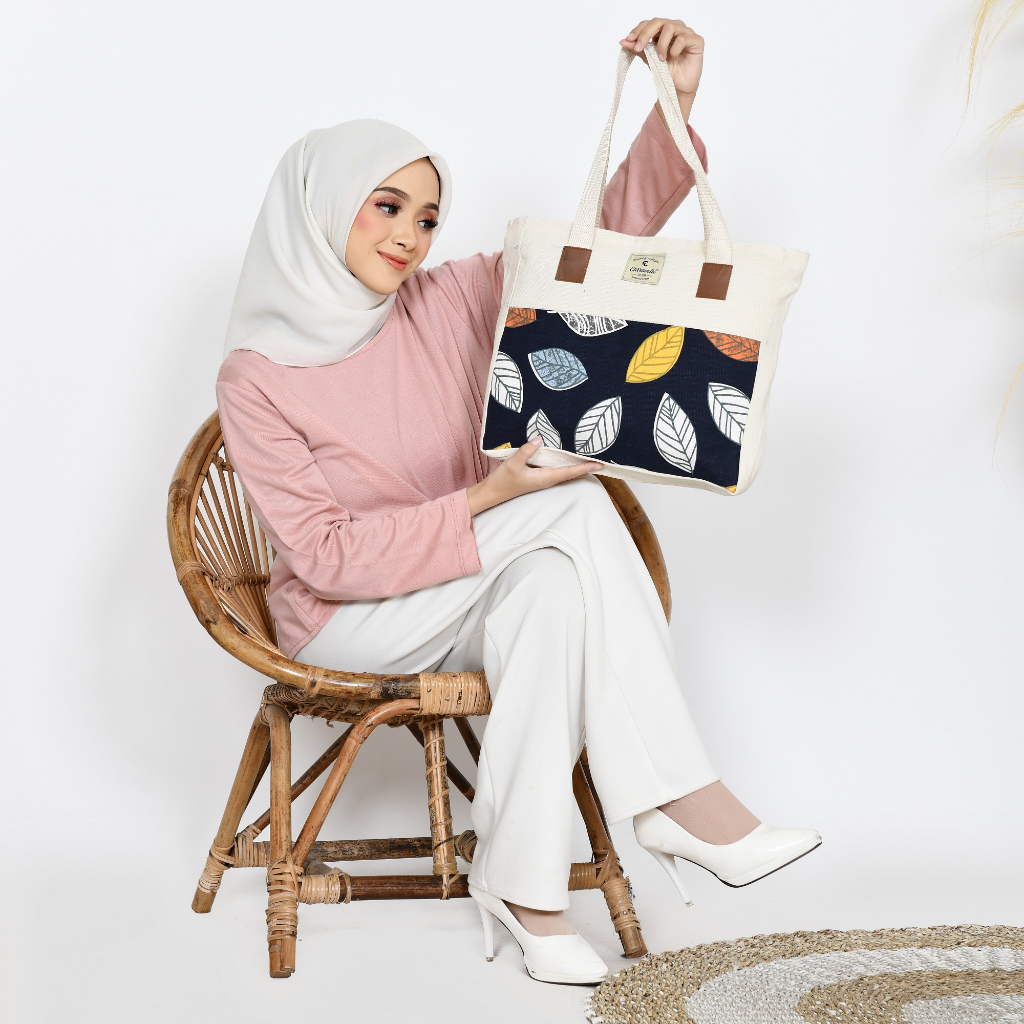 TOTEBAG WANITA RESLETING KANVAS / TOTE BAG WANITA CANVAS KULIAH,SEMINAR LANDSCAP BISA POLOS / CUSTOM