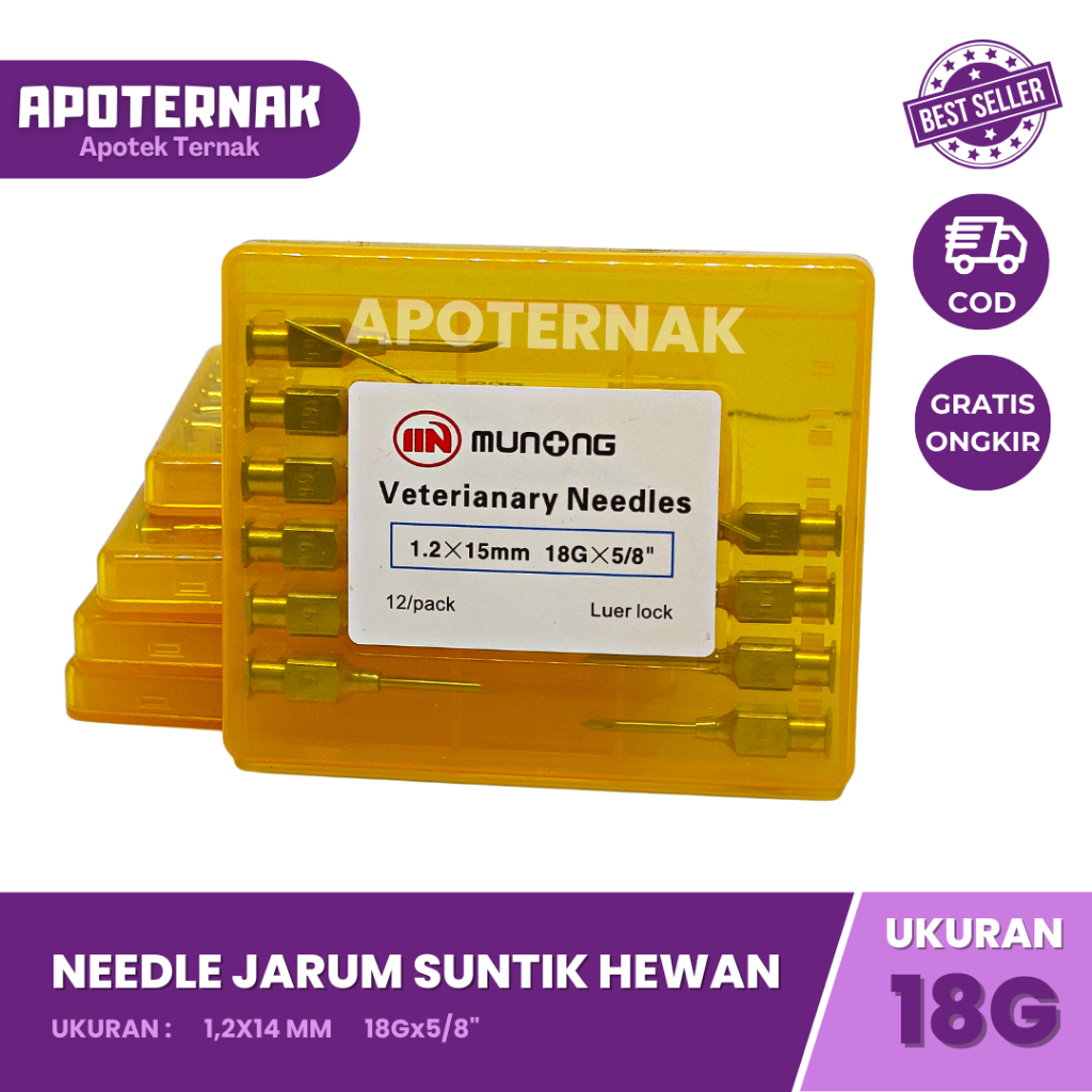 1 PACK JARUM SUNTIK HEWAN isi 10 pcs dan 12 pcs Ukuran Lengkap | Needle | Jarum Suntik Hewan Sapi, Kambing, Kuda, Babi, Anjing, Kucing, Ayam, Unggas, dll | Needle JARUM 7G 9G 12G 14G 16G 17G 18G 20G 21G 22G