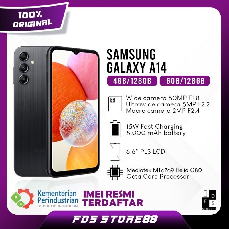 Samsung Galaxy A14 5G 6/128 GB Ram 6 Rom 128 6GB 128GB 4/128 GB Ram 4 4GB Garansi Resmi SEIN