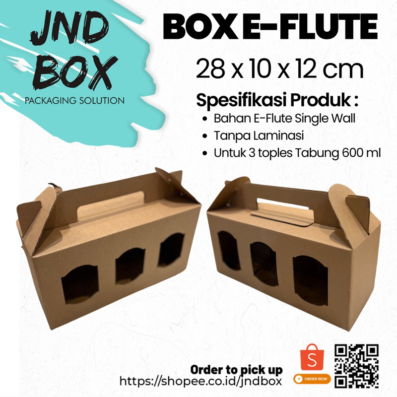 Box Eflute 28 x 10 x 12 cm (Toples Tabung 600 ml x 3) Min Order 5 Pcs