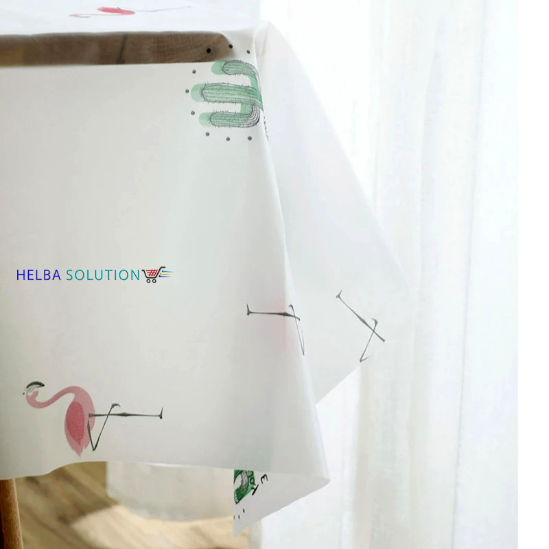 Taplak Meja Makan Modern Minimalis Anti Air 137x180Cm Alas Meja Makan Plastik Peva Waterproof