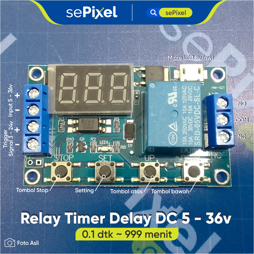 Relay Timer Delay Modul Display Digital 4Tombol DC Time Module Switch