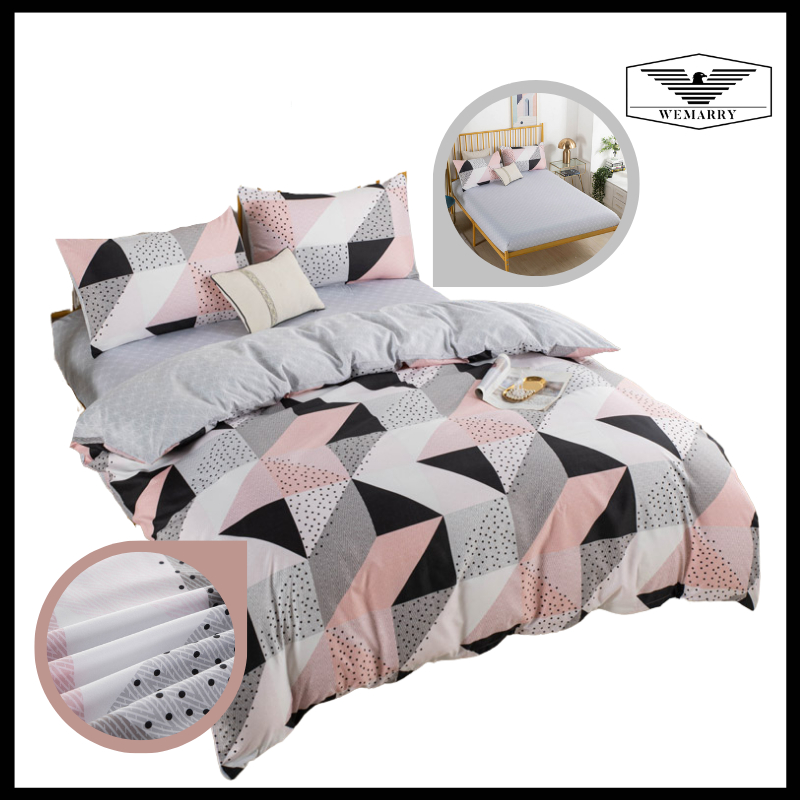 WEMARRY Sprei Katun Polka Blackpink New Deluxe Microfiber 25cm Super Soft