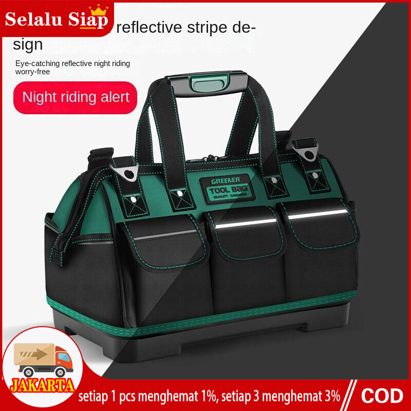 GREENER Toolbag 13/14/16/18inch Kain Oxford Tebal Tas Alat Perkakas Kuat Tas Perkakas Toolkit Toolbox 13 Inch