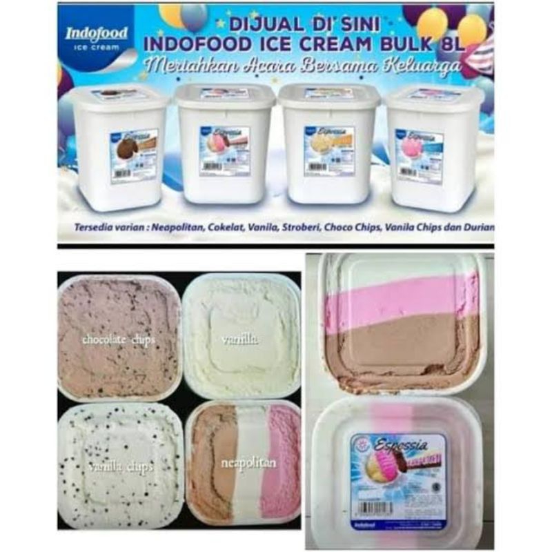 

Espessia (Indofood) Ice Cream Semua Rasa Kemasan 8 liter