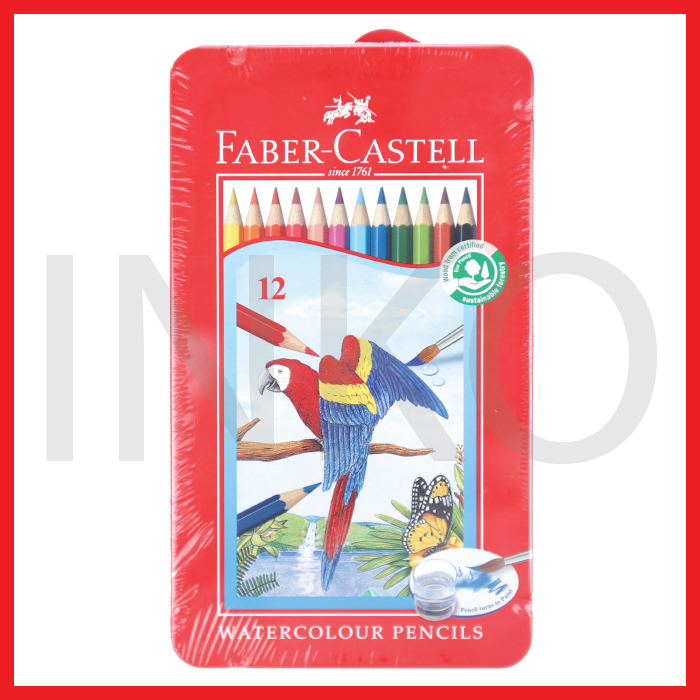 

FABER CASTELL WATERCOLOUR PENCILS IN TIN CASE 12L