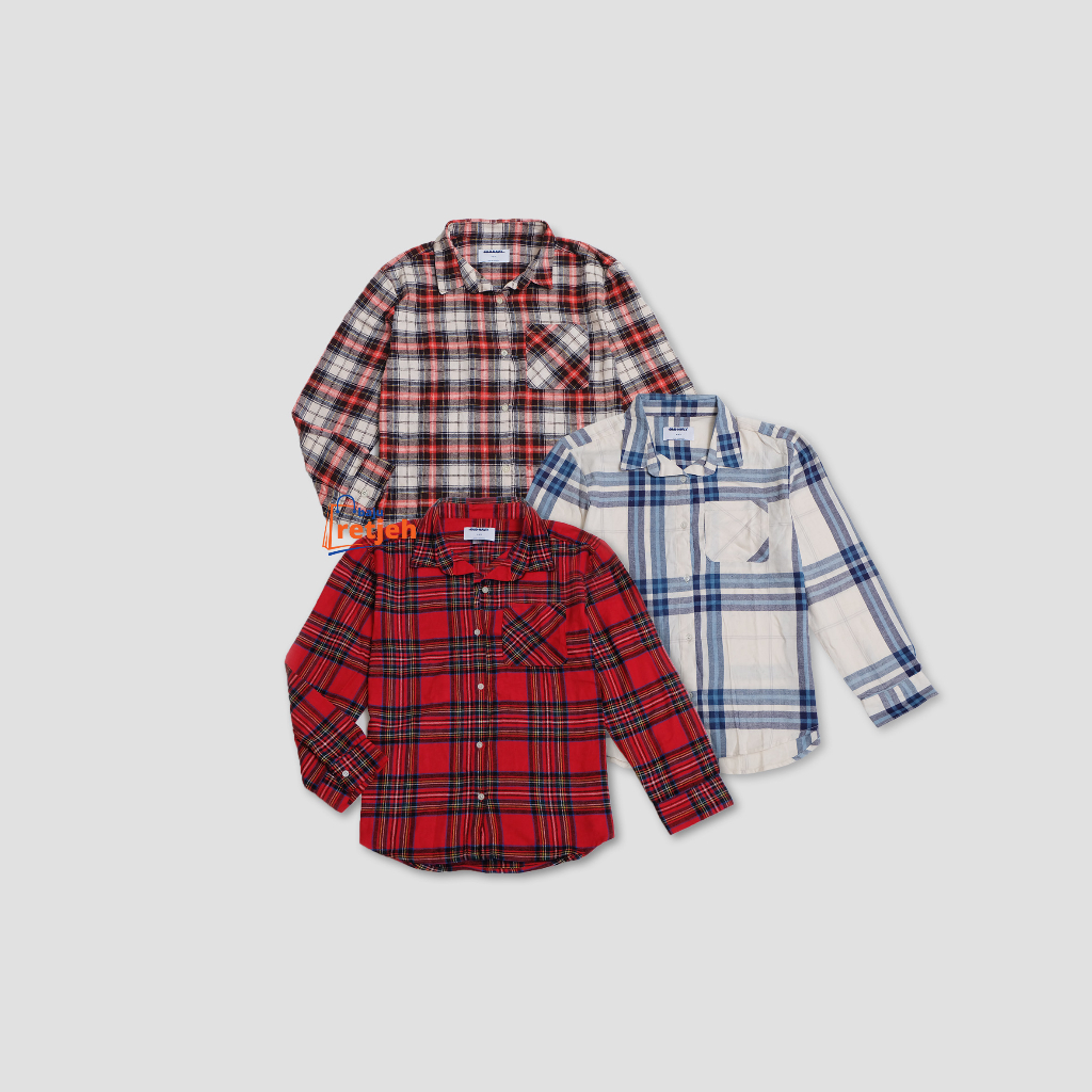 KEMEJA ANAK LAKI-LAKI PANJANG OLD NAVY DEPAN KANTONG 1 BAHAN FLANEL
