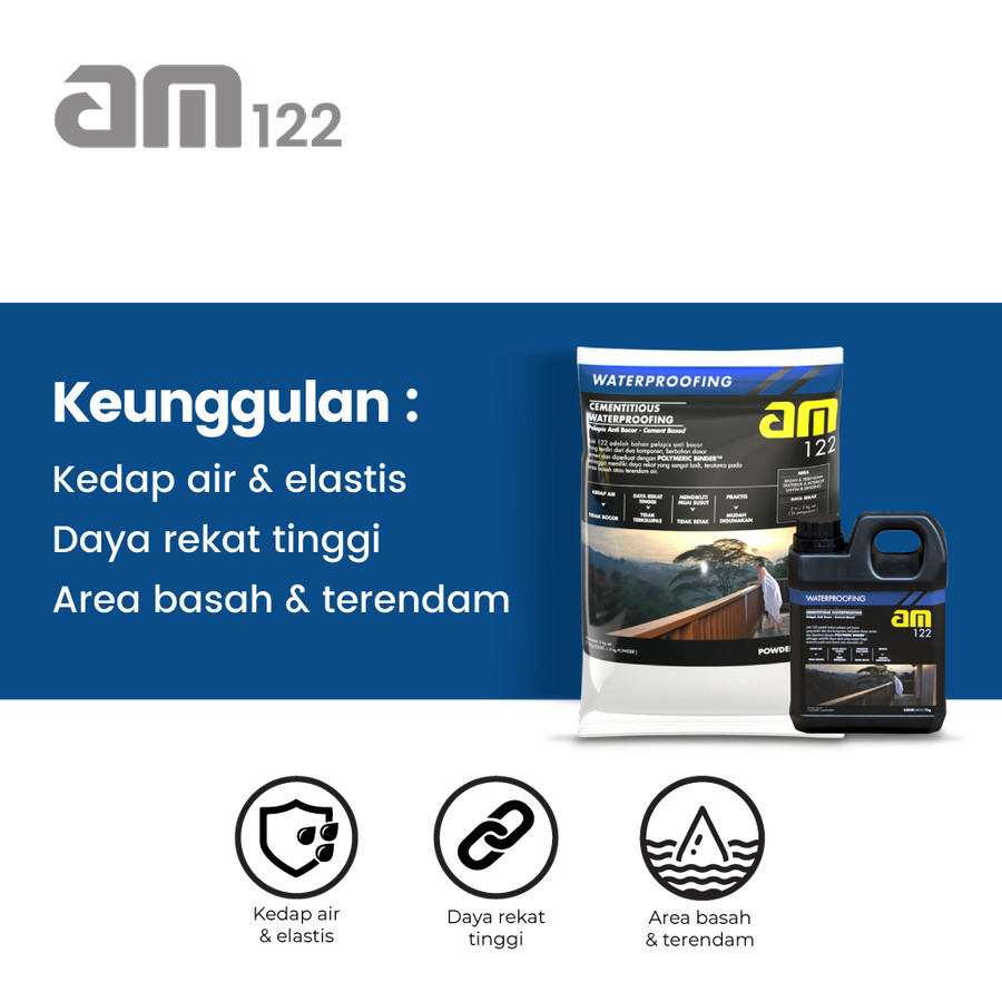 Roemah Kita - AM 122 WATERPROOFING SYSTEM #5 KGSET | 2 Componen Cairan + Semen | Anti Bocor