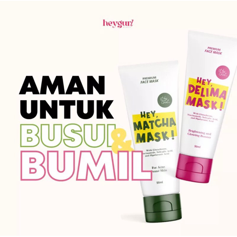 [READY STOCK&amp;FREE GIFT] CLAY MASK BY HEY.GURL // HEY DELIMA MASK // HEY MATCHA MASK // MASKER WAJAH HEYGURL