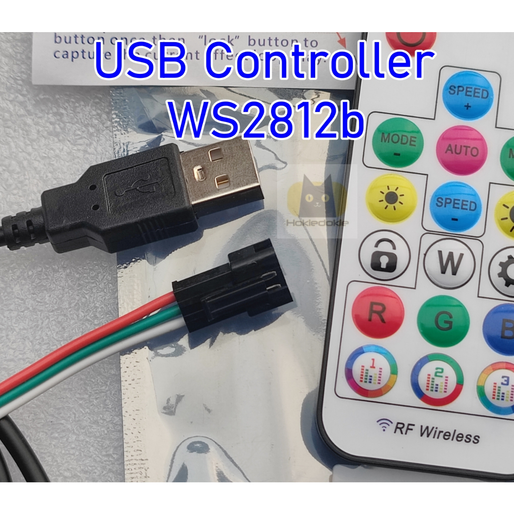 USB Remote Controller WS2812b RGB led strip suara musik VU equalizer