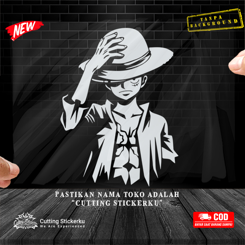 Cutting Stiker Monkey D Luffy Hat Variasi Motor Mobil Sticker Kaca Aksesoris Anime Jepang Keren One Piece