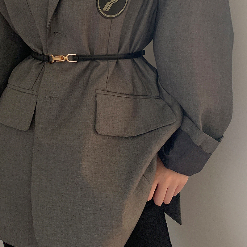 Ikat Pinggang Rantai Silver  Premium  Aksesoris Fashion Import Murah Pu Dilepas Skinny  Belt Wanita Untuk Dress