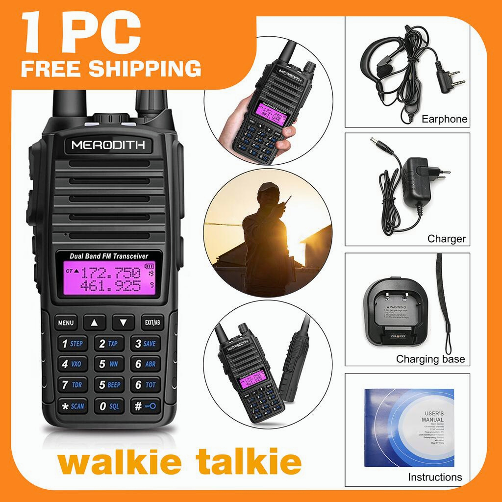 HT MERODITH UV82 Handy Talky UV-82 Dual Band (VHF/UHF)  Walky Talky 128 Channels Walkie Talkie Portable 1PCS