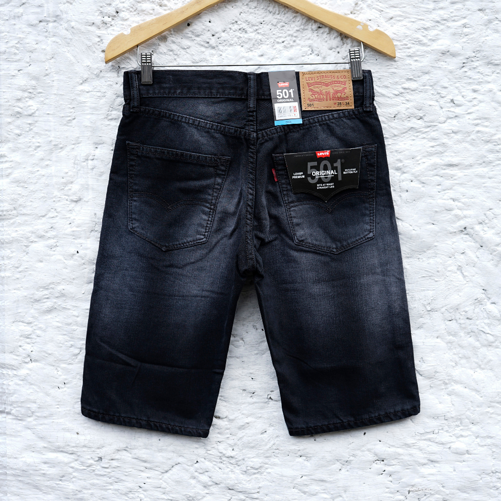 JEANS LEVI'S 501 KANCING - Jeans Pendek Pria Black Wash - Original Import