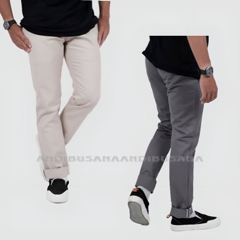 Celana Chino Panjang Pria Slimfit Katun Strecth Melar Cocok Buat Kerja Harian