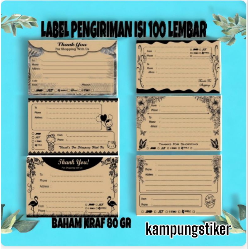 

LABEL PENGIRIMAN OLSHOP / LABEL PENGIRIMAN BAHAN KRAF 80 GR / LABEL MURAH