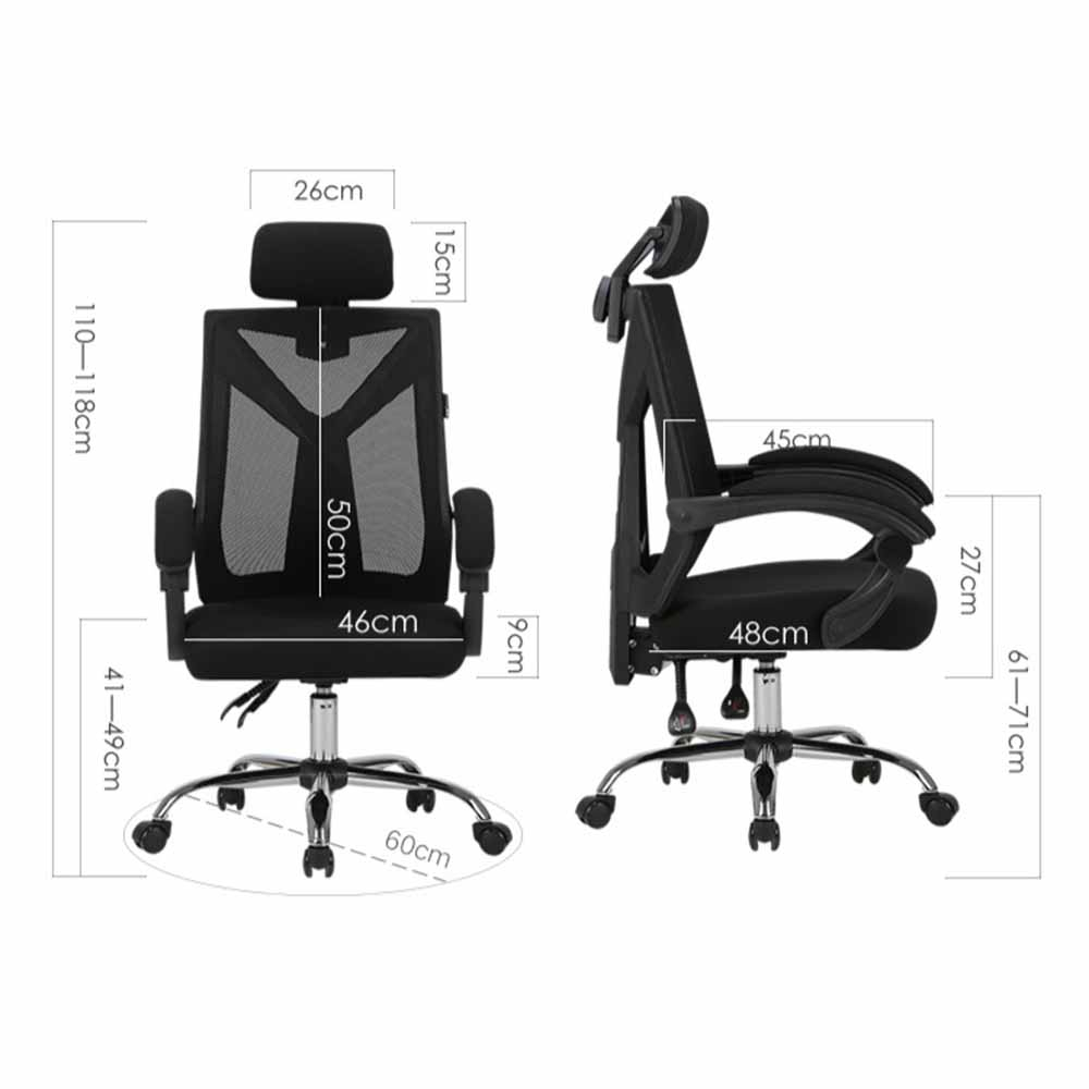 HBADA Kursi Kerja Kantor Office Chair 155 Degrees Reclining - HDNY132BSA - Black