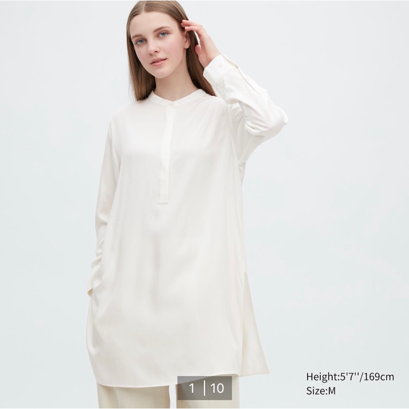 Uniqlo - Rayon Long Sleeve Tunic - Off White