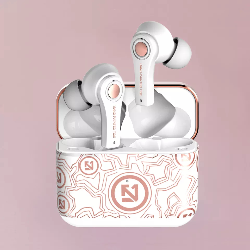 Earphone Wireless TS100 MOTIF Airbuds Nyaman Digunakan Tahan 4-5 Jam