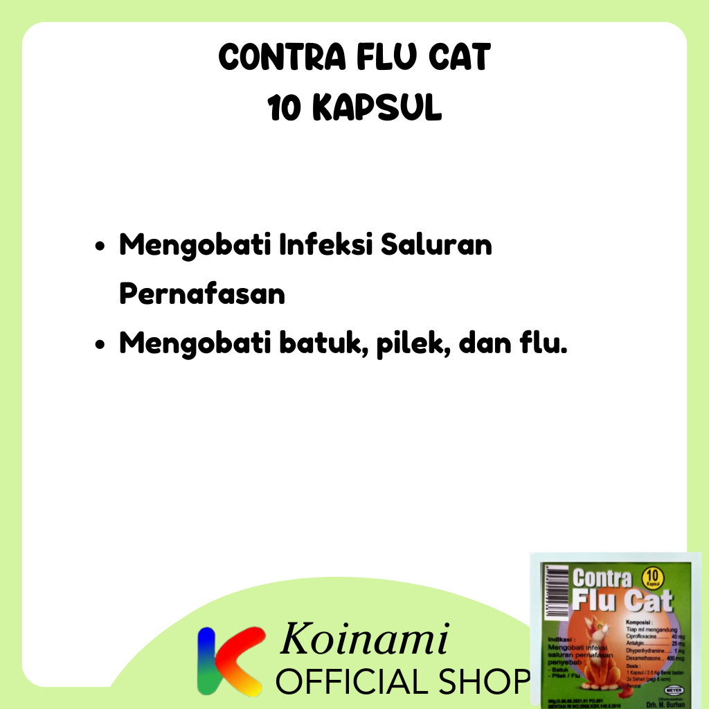 Contra Flu Cat 10 Kapsul / Obat Flu Kucing / Obat Pilek Kucing / BTM