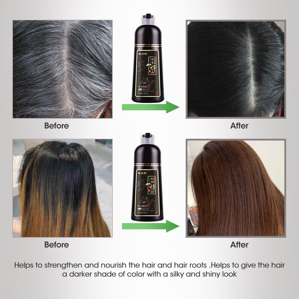 Shampoo Pewarna Rambut Uban Bahan Alami Mengandung Senyawa Herbal Dengan Hasil Permanen | Herbal Dye Hair Shampoo 500ml