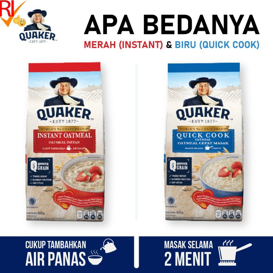 

QUAKER OATMEAL 800GR INSTANT/ QUICK COOK CEREAL