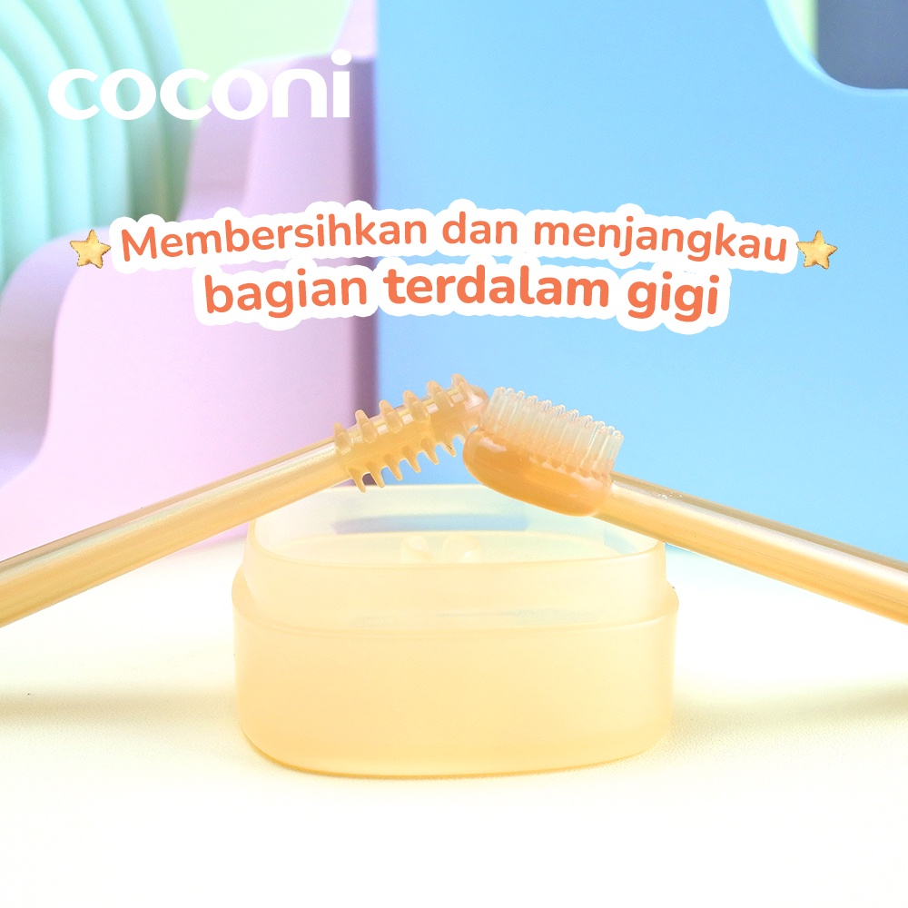 COCONI Baby Oral Care Pembersih Mulut Bayi Silikon Set Sikat Lidah Bayi Sikat Gigi Bayi isi 2 pcs