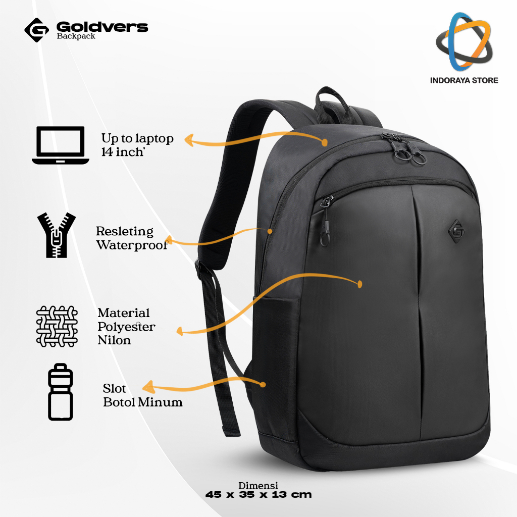 Tas Backpack Goldvers Waterproof Tas Distro Pria Tas Ransel Laptop Kasual Tas Punggung Tas Laptop