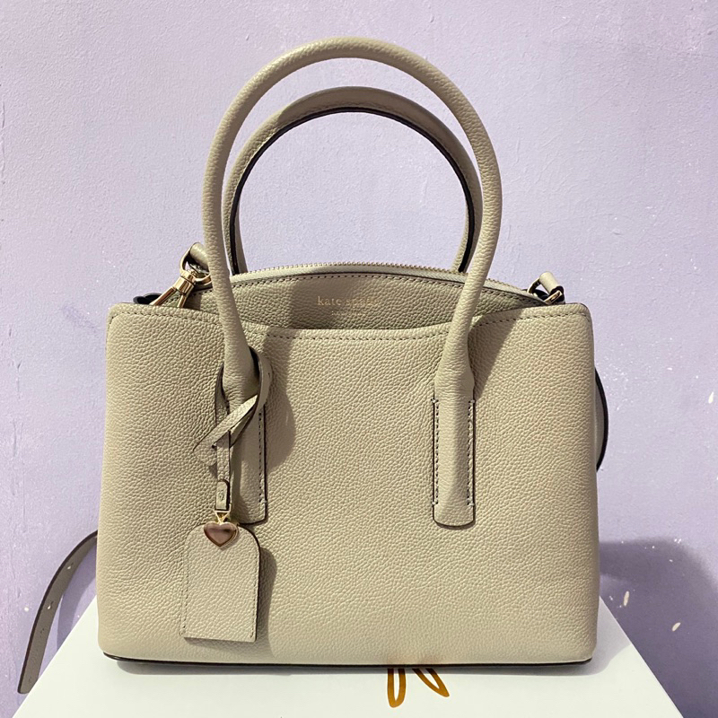 Kate Spade Margaux Medium Satchel Crossbody Bag in Taupe - Tas KS (Preloved)
