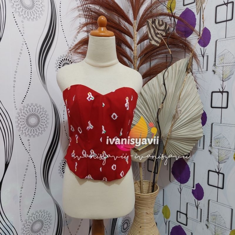 Kamisol Motif Jumputan - Warna Merah