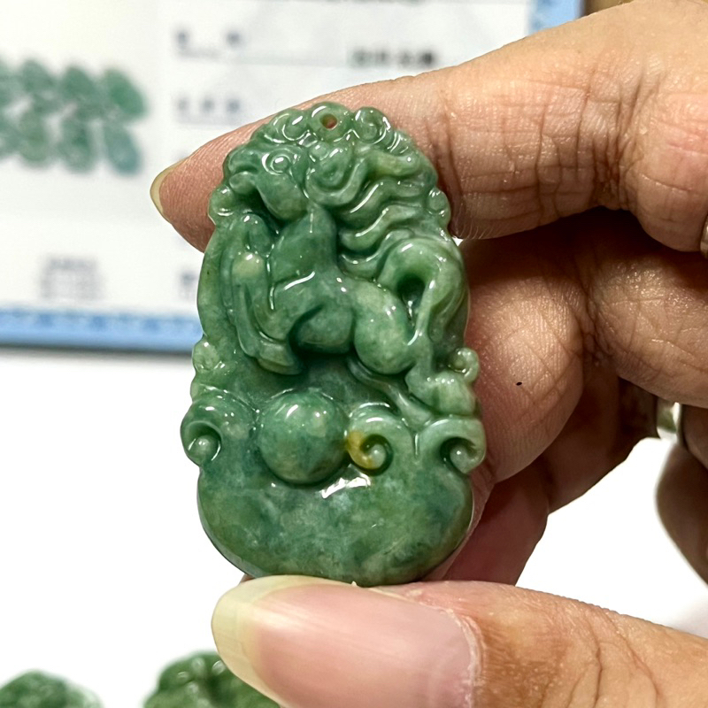 d535607 Liontin Giok Jadeite Shio Kuda Grade A