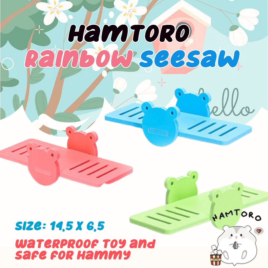 Hamtoro Rainbow SeeSaw Mainan Hamster Jungkat Jungkit Motif Beruang