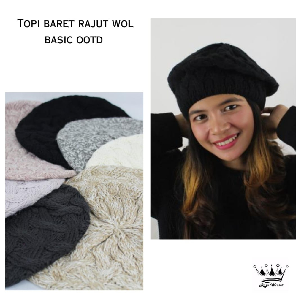 Topi Baret Rajut Wool Winter Topi Pelukis Rajut Pria Wanita